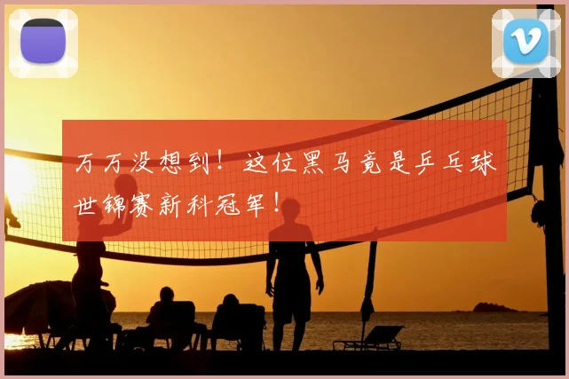 万万没想到！这位黑马竟是乒乓球世锦赛新科冠军！